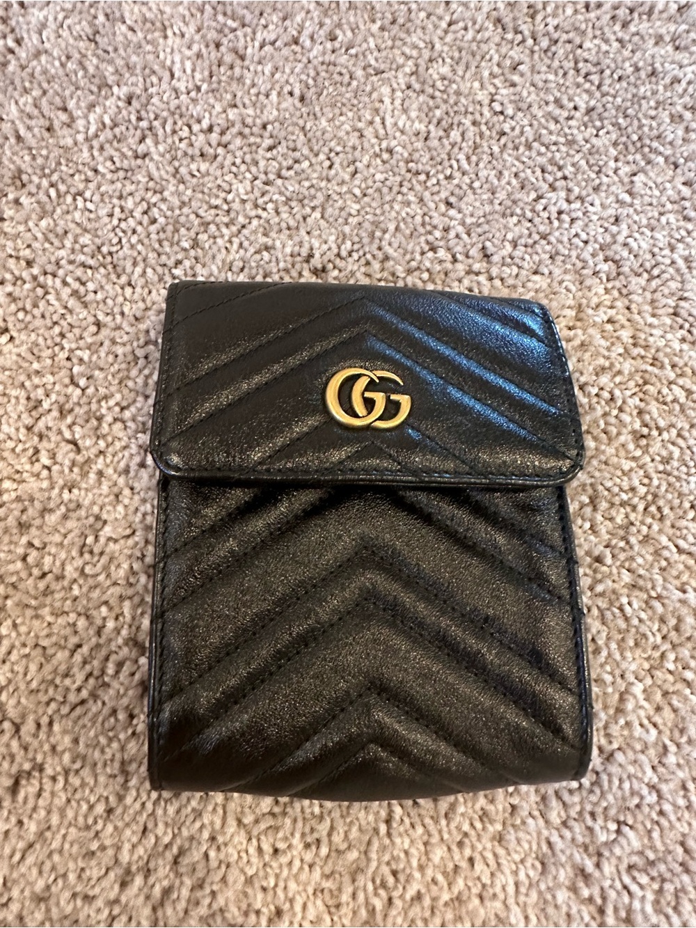 Gucci Black Matelassé Calfskin GG Marmont Triple Pouch Belt Bag -Size 85 - 34 - Picture 9 of 14